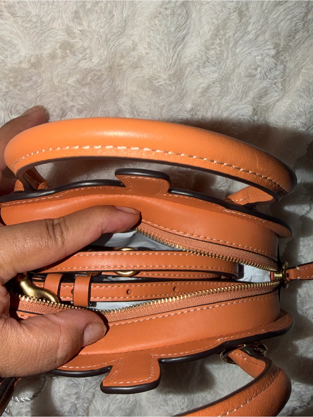 Coach Pumpkin-Shaped Mini Satchel in Tan - Picture 4 of 4